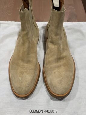 Common Projects Beige Suede Chelsea Boots